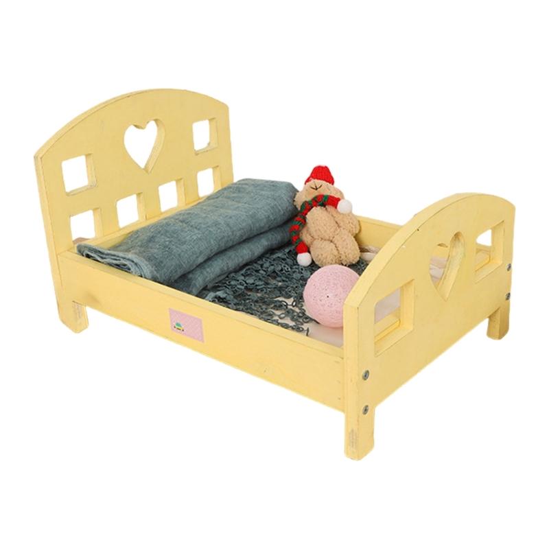 

Newborns Photography Props Small Wooden Bed Hundred Day Baby Crib Posing Assistance Solid Wood Decoration Props хаки