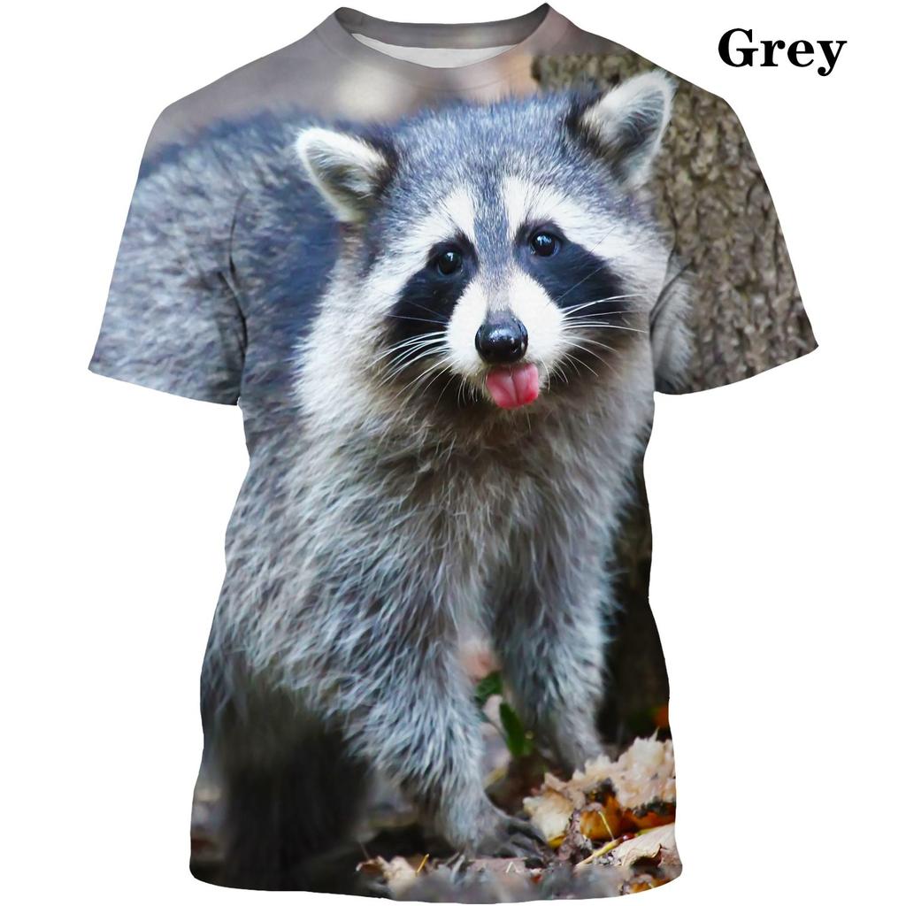 Fashion Cute Animal Raccoon Unisex 3D Printing Casual Short Sleeve T-shirt
