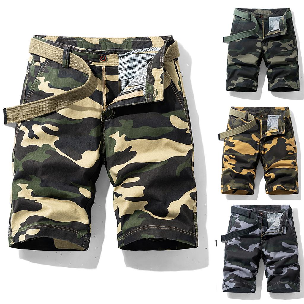 Men's Fashion Camouflage Pocket Pants Cotton Five-point Shorts Overalls Shorts