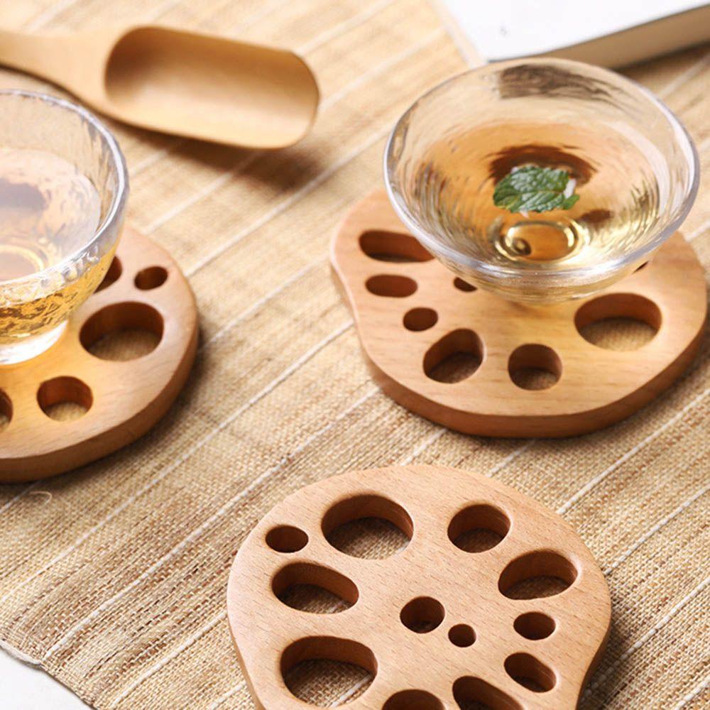 Dining Decor Wooden Coasters Anti-scald Mat Lotus Root Slice Wood Pads Coffee Mug Pad Tea Cup Mats