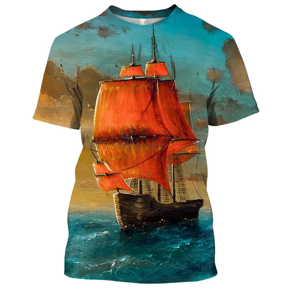 Summer Tide Fashion Doodle Picture Men T-Shirts  Casual 3D Print Tees Hip Hop Personality Round Neck Short Sleeve Tops