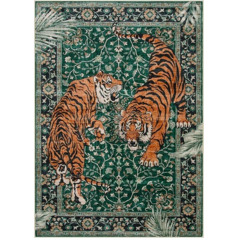 Living Room Carpet Vintage Tiger Rug Machine Washable Bedroom Decoration Floor Mat Soft Non-slip Area Rugs Home Decor Foot Mats