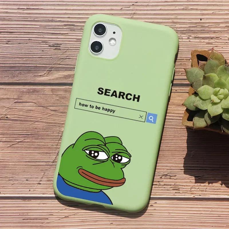 Funny Cartoon Frog Pepe Phone Case For iPhone 16 15 14 13 12 11 Pro Max Mini X XS XR SE 7 Plus Shockproof Protective Cover Shell