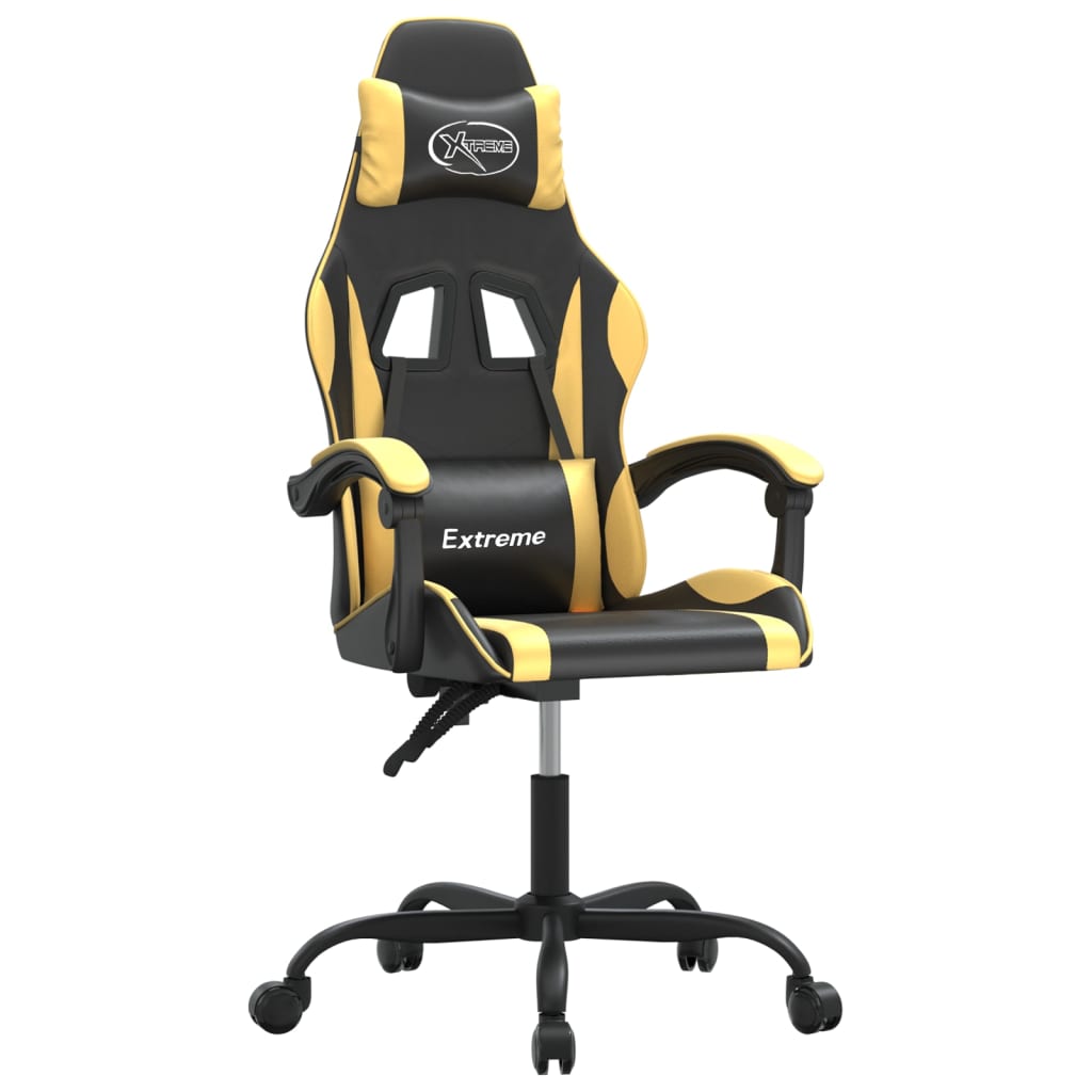 Gaming Chair In Black and Gold Synthetic Leather