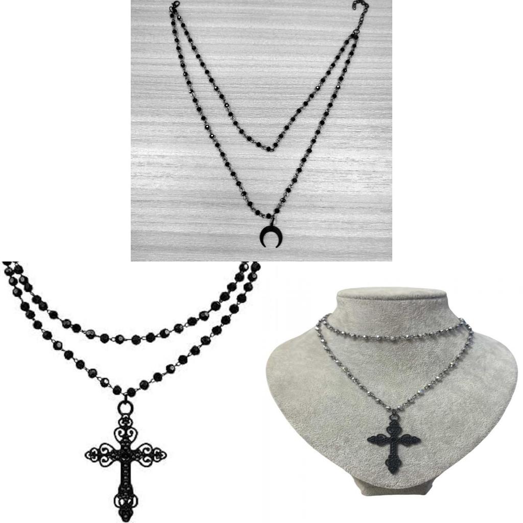 Gothic Cross Necklace For Women With Alloy Pendant And Punk Style Fashion Accessory