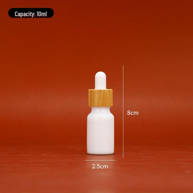 Bamboo Lid White Glass Essential Oil & Serum Bottle with Light-Proof Dropper