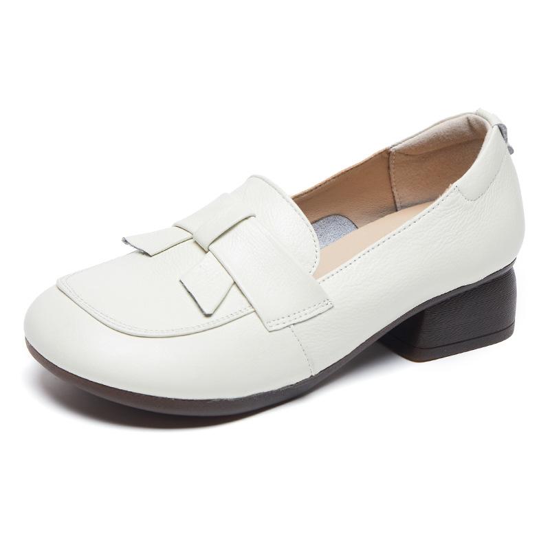 Fashion Women Pumps High Quality Black Genuine Leather Office High Heel Shoes Lady Fashion Round Toe Spring Autumn Casual Single Shoes