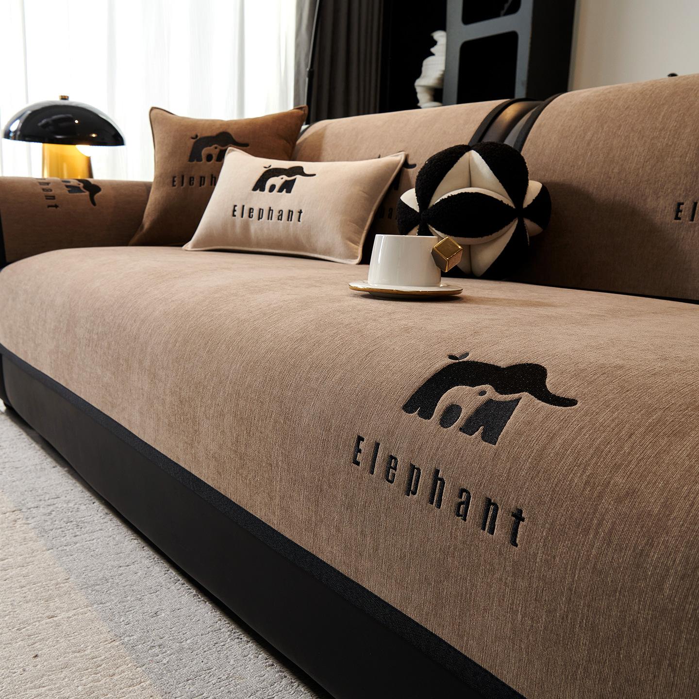 

Light luxury chenille sofa cushion universal in all seasons new 2025 non-slip straight row leather sofa seat cushion cover cloth towel 30 * 50cm pillow cover