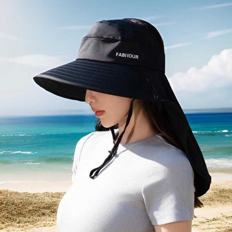 Sun Protection Visor Hat with Detachable Shawl