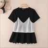 ZANZEA Women Casual Round Neck Splice Loose Short Sleeve Blouse