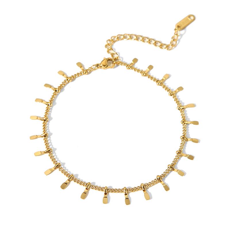 High-End European & American Tassel Choker: 18K Gold Stainless Steel Necklace & Clavicle Chain Bracelet for Women.