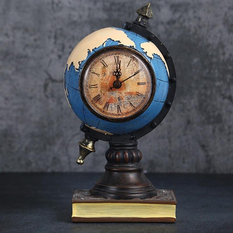 Stylish Book Inspired Clock Decor Resin Globe Ornament Perfect for Home Office Christmas Gifts