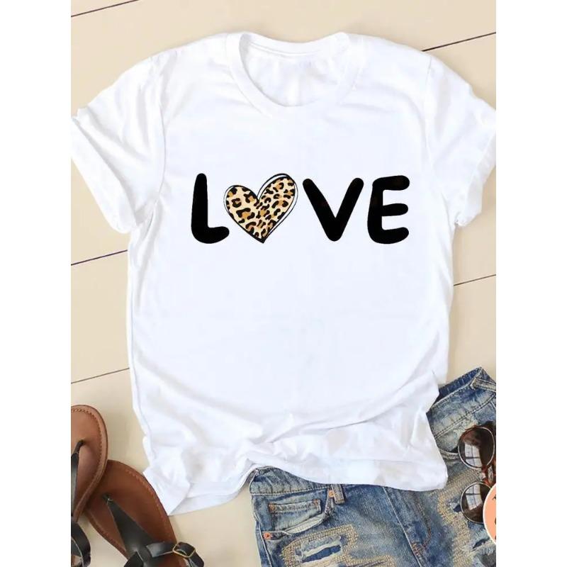 Love Simple Printed European and American Clothing Shirt Short Sleeve T-shirt Tops  Oversized T Shirt  Women Clothes