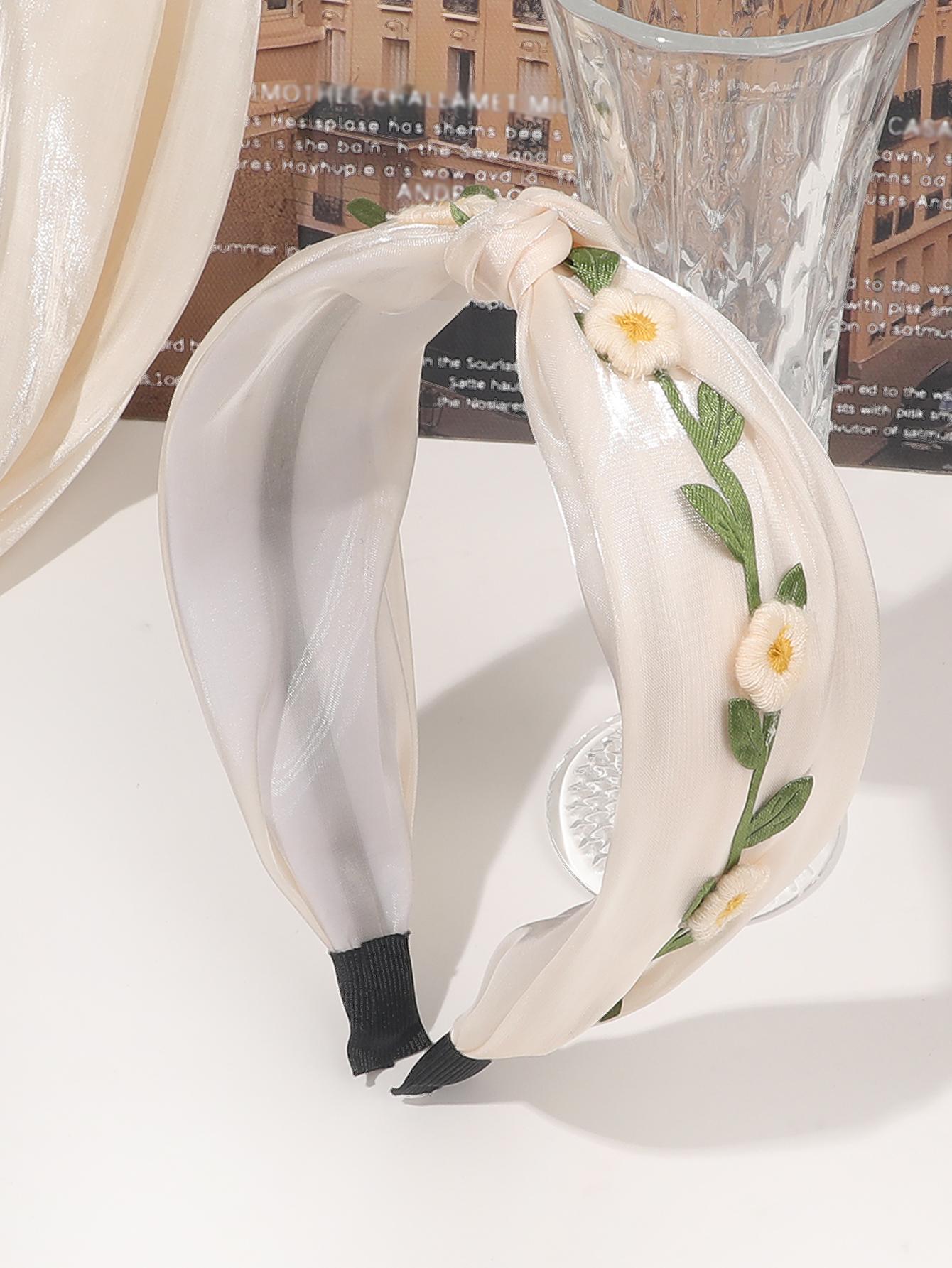 

1 шт. Бежевые широкие женские повязки на голову в стиле бохо для волос, Нескользящие повязки-тюрбаны с принтом цветов и перекручиванием, Эластичные, Толстые, Модные аксессуары для волос