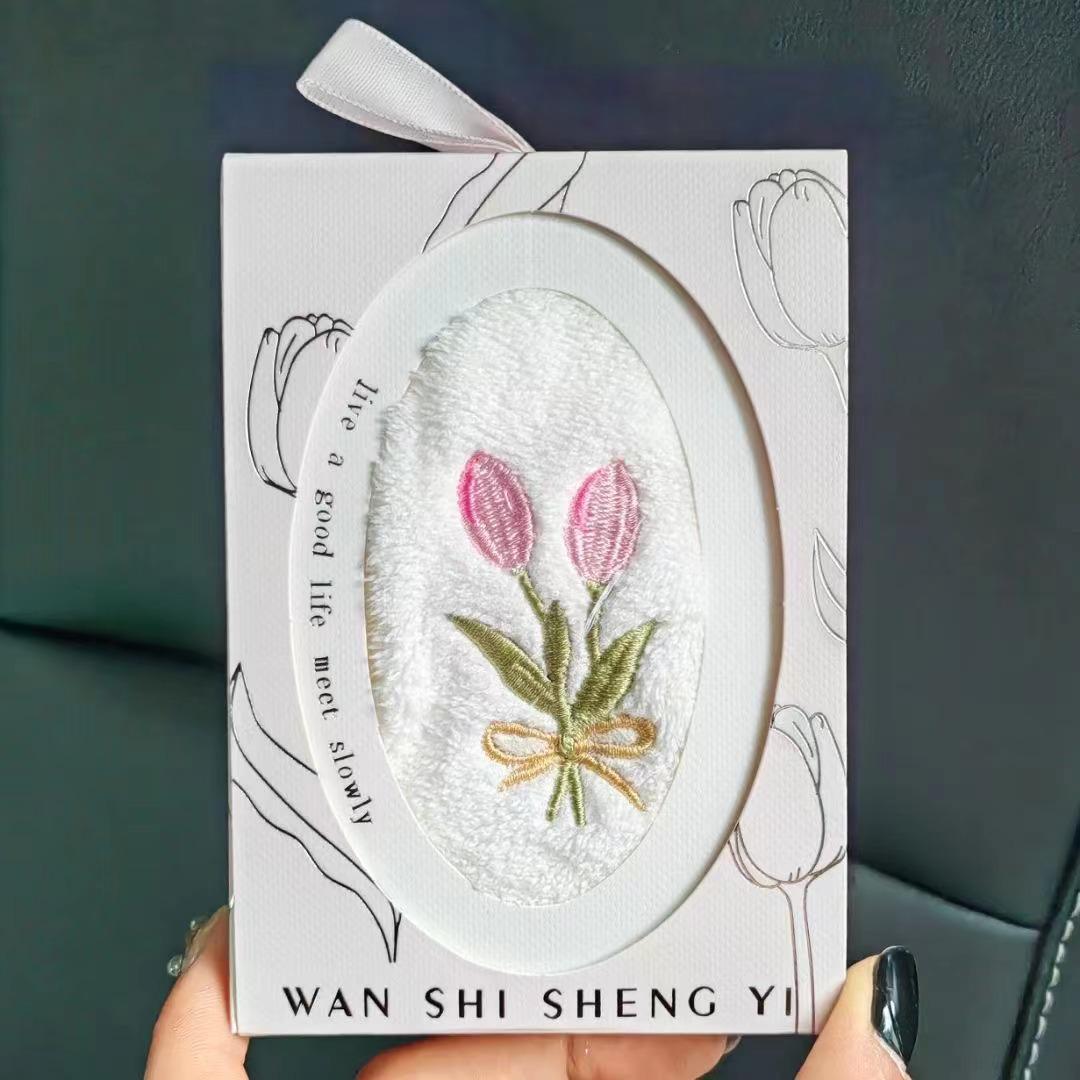 Tulip Embroidery Towel: Bridesmaid, Wedding, Corporate Event Favor Gift