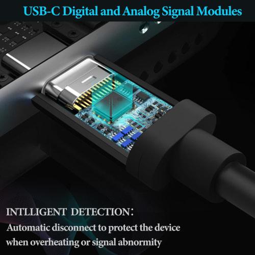 Geekria USB-C Digital to Audio Compatible Cable for Sony WH-1000XM6, ULT WEAR WH-1000XM5, and WH-XB920N Headphones, 1.2m with In-Line Mic and Volume C
