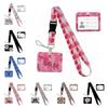 Peach Heart Shape Print Keychain Lanyard Ribbon for Keys Horizontal ID Card Phone Straps Rope Student Badge Holder Accessory