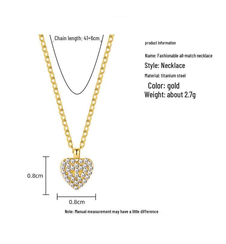 Heart Series 18K Gold-Plated Titanium Steel Necklace - Elegant, Colorfast, Simple & Chic Clavicle Chain