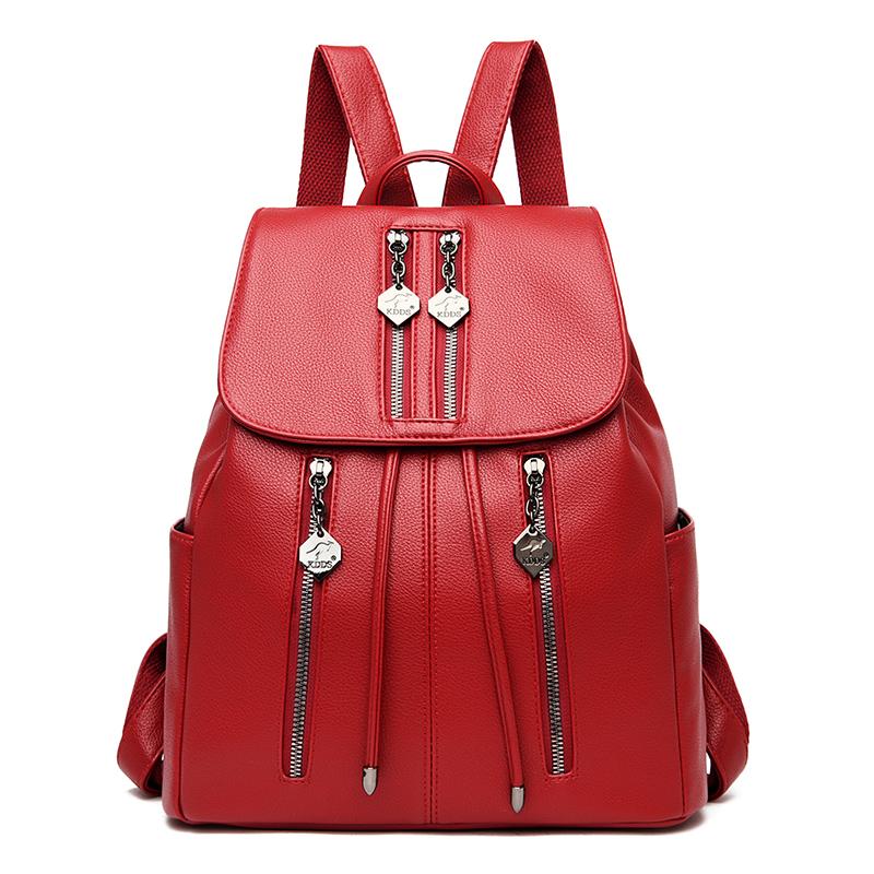 

2026 New Vintage Women Backpack Leisure Ladies Shoulder Bags Backpack High Quality Leather School Bag For Women Travel Backpacks 29cm x 14cm x 31cm червоний