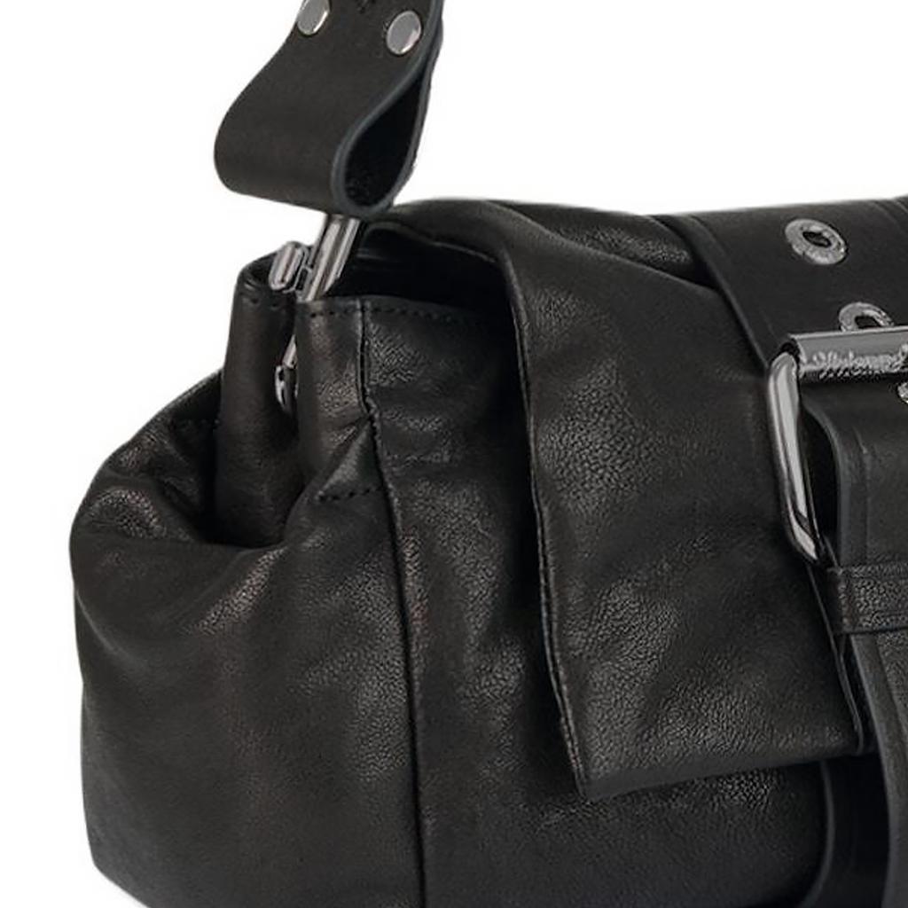 VIVIENNE WESTWOOD Hazel Treasure Iconic Sphere Pattern Detachable Shoulder Strap Pleated Detail Leather Shoulder Bag 4602000PWL00BXBLACKDARKSILVER