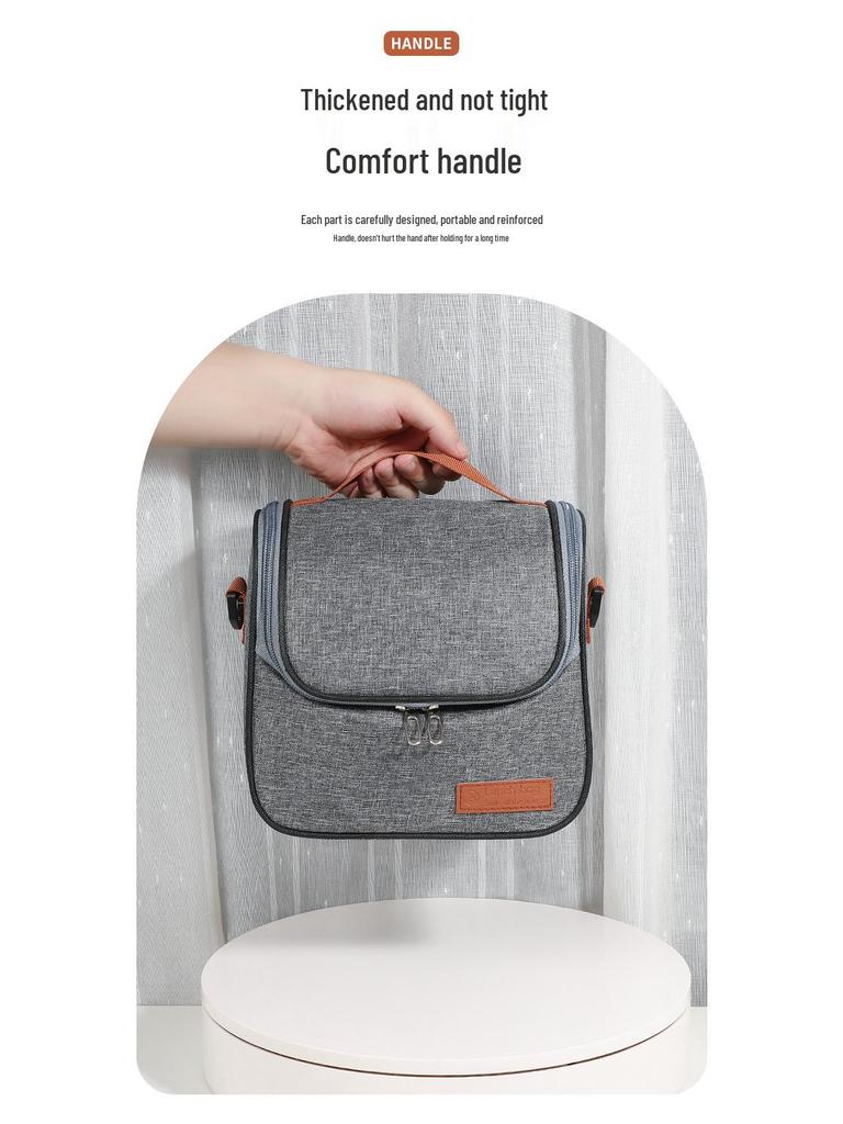 Izolowana torba na lunch crossbody: Gruba folia aluminiowa dla przedłużonej świeżości i zachowania zimna.