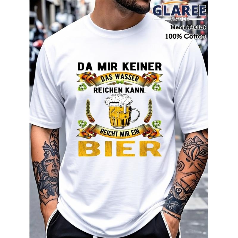 Men'S Humorous T-Shirt for Beer Enthusiasts - Black Featuring German Beer Quotes | Lightweight Casual Top for Gatherings, Pubs, Presents - Washable
