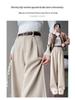 2025 Autumn/Winter Women's High-Waist Herringbone Woolen Pants - Slimming and Versatile with Plus Velvet, Available in Narrow and Wide Leg Fits.