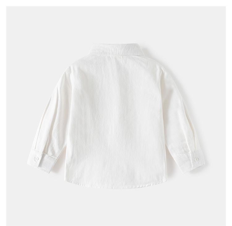 2025 autumn Boys long-sleeved shirt 2025 new baby striped embroidered shirt Korean version loose shirt