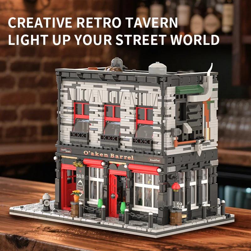 2368PCS Vintage Pub Building Blocks Creative Scarlet Tavern Model Bricks Desktop Decoration Diy Toys For Kids Holiday Gifts