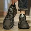Fashion Brand Men's Genuine Leather Casual Shoes Winter Ankle Boots High Top Shoes Men's Work Clothes Shoes Thick Soles