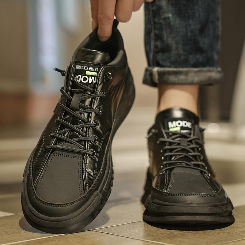 Fashion Brand Men's Genuine Leather Casual Shoes Winter Ankle Boots High Top Shoes Men's Work Clothes Shoes Thick Soles