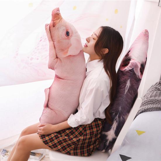 3D Realistisches Schwein Plüschkissen Lebensechtes Stofftier Streichgeschenk für Freund Lustiges Gag-Geschenk für Geburtstag und Weihnachten