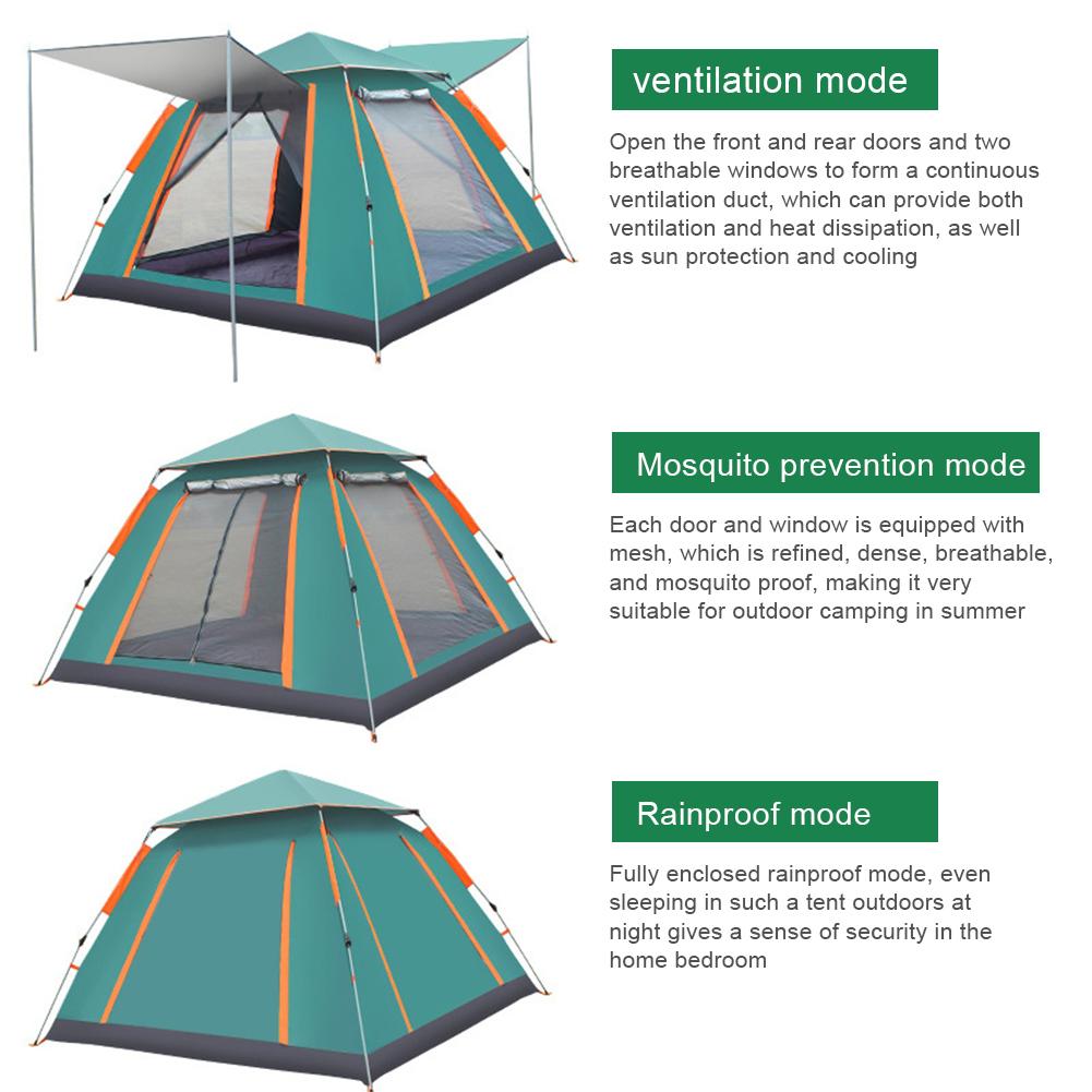 Automatiskt Snabböppnande Campingtält med Tak Fällbart Tält Anti-UV Solskydd Portabelt Sexkantigt Tält för 3-4/4-6 Personer