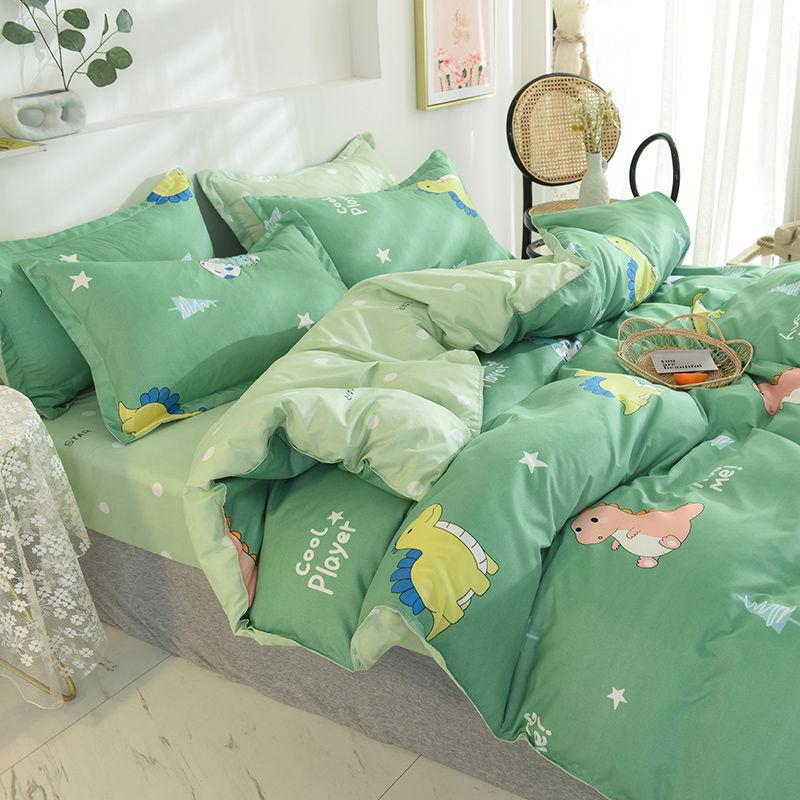 Four-piece Bedding Washed Cotton Single Double Student Three-piece Bed Linen Quilt Cover Pillowcase