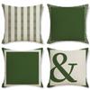 Light Luxury Green Linen Sofa Pillow Dark Green Geometric Pattern Pillow Bedside Cushion Cushion Pillow Cover