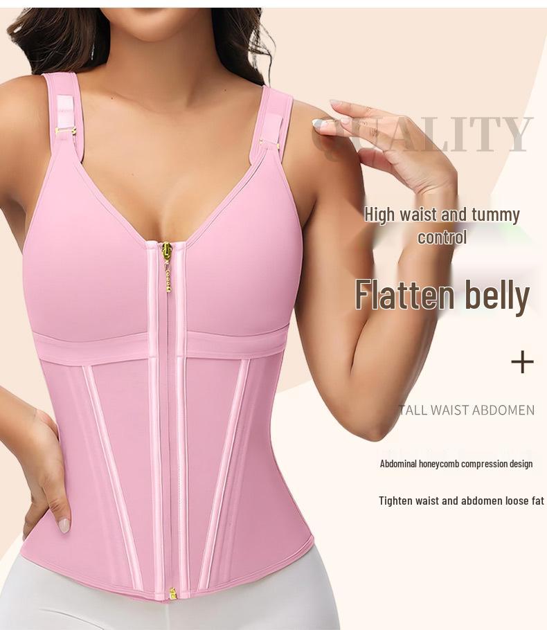 Body Sculpting Slimming Tummy Control Sports Zipper Shapewear for Women - Enhanced Three-Row Buckle Vest