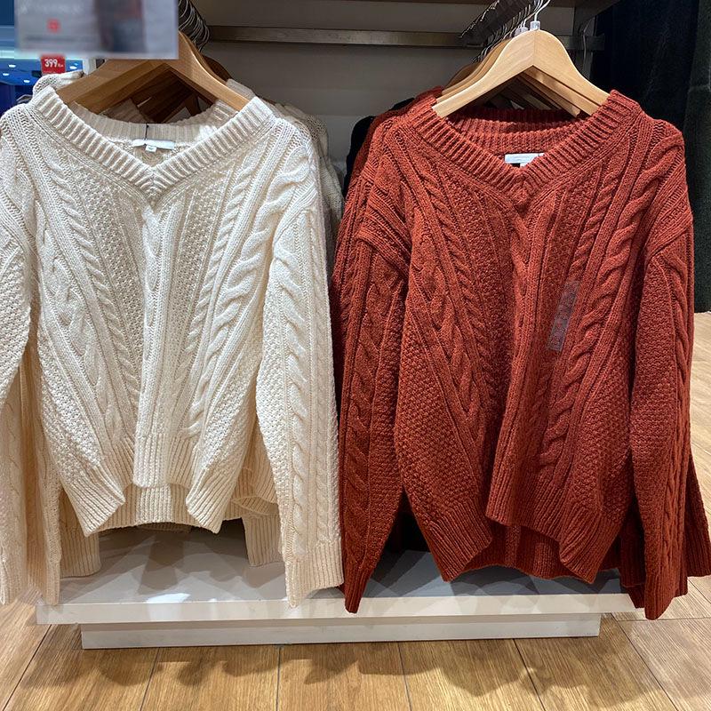 

Женский свитер с V-образным вырезом и длинными рукавами, крупной вязки, 580 г, универсальный для осени/зимы (Стиль 471745) Medium темно-синий