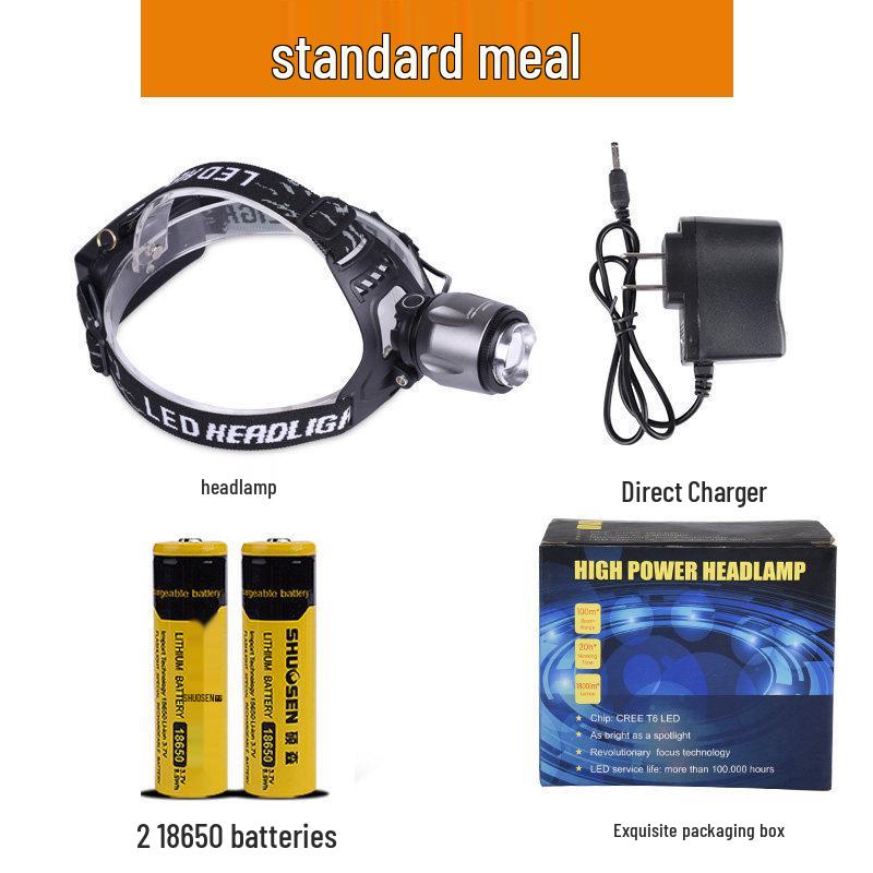 

Super Bright Rechargeable T6 LED Headlamp with 3000 Lumens, Lithium Battery, Zoom Function, Ideal for Fishing and Mining