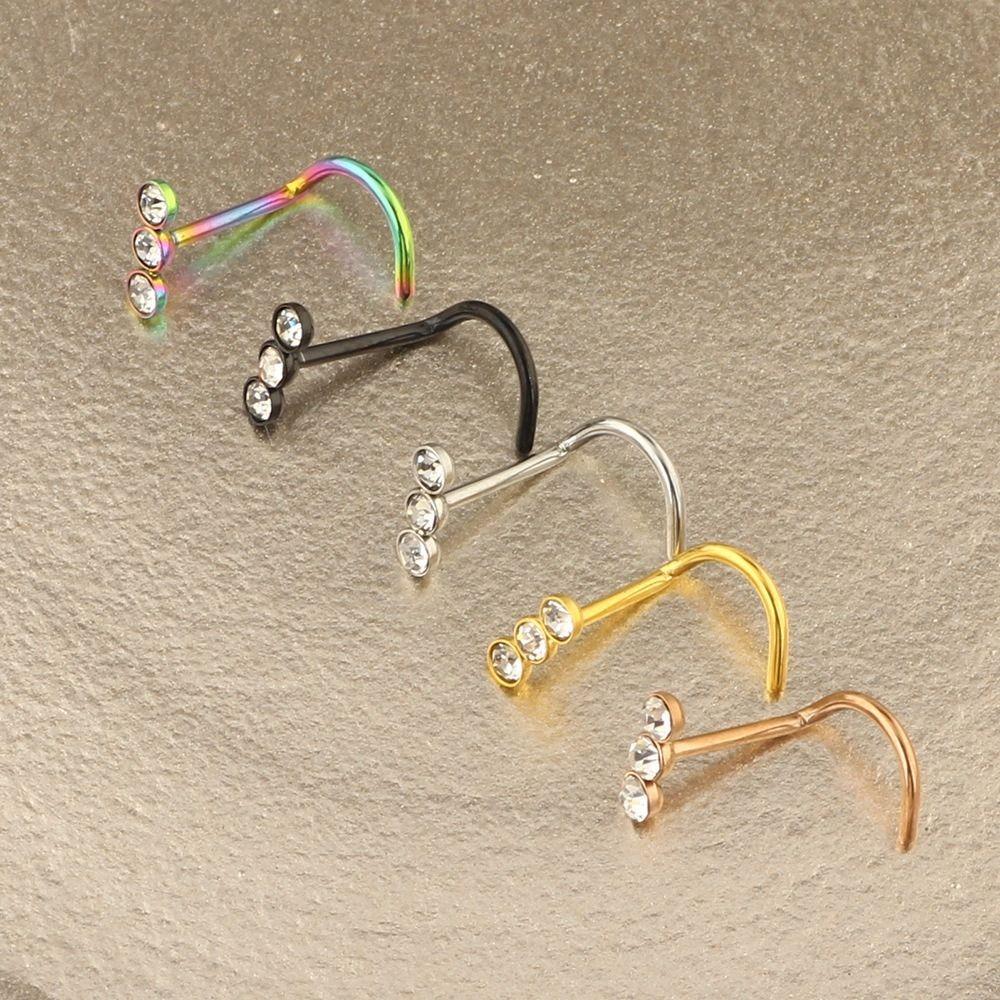 Geometric Zircon Nose Screw Studs Opal Nostril  Goth   Daily