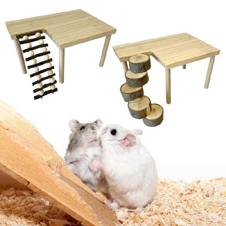 Wooden Climbing Ladder Jumping Platform Toy for Hamster Small Pet Safe Play Environment Corner Entertainment Accessory