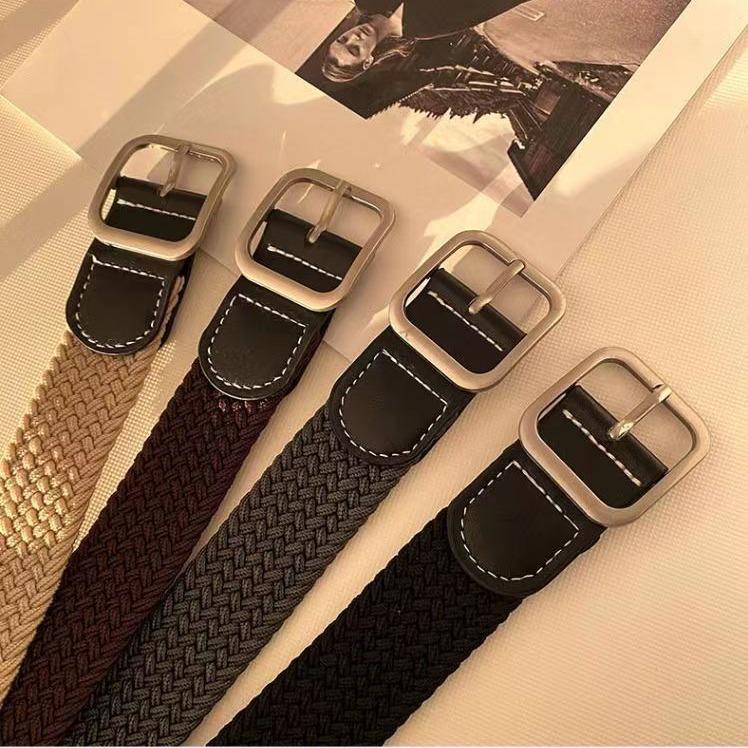 Elastic Canvas Braided Belt - Unisex Korean Style Casual Pin Buckle Belt for Men, Women, and Students