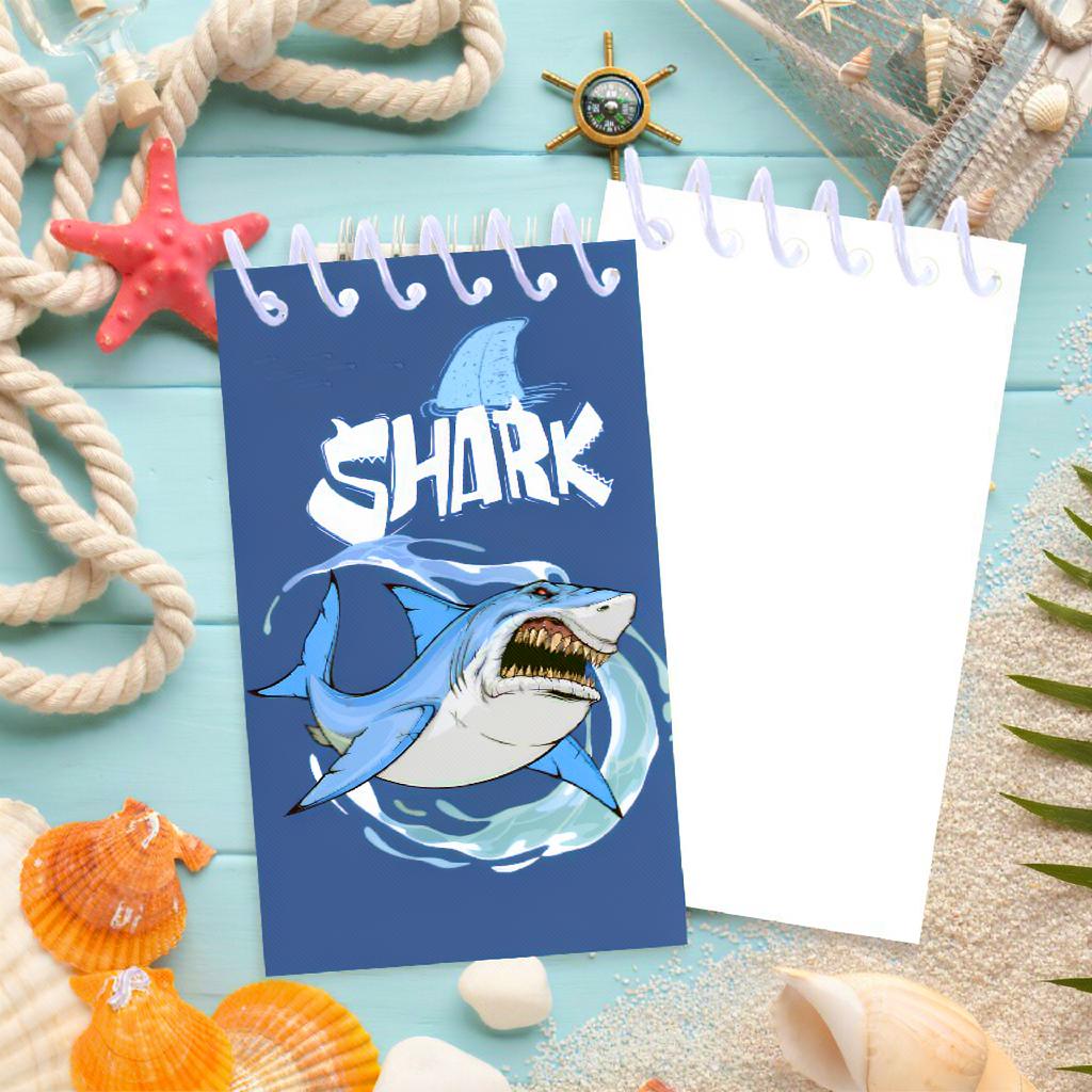 8pcs Shark Spiral Notebook Mini Pocket Notepad Tearable Top Bound 80gsm Paper Student School Portable Note Taking Supplies