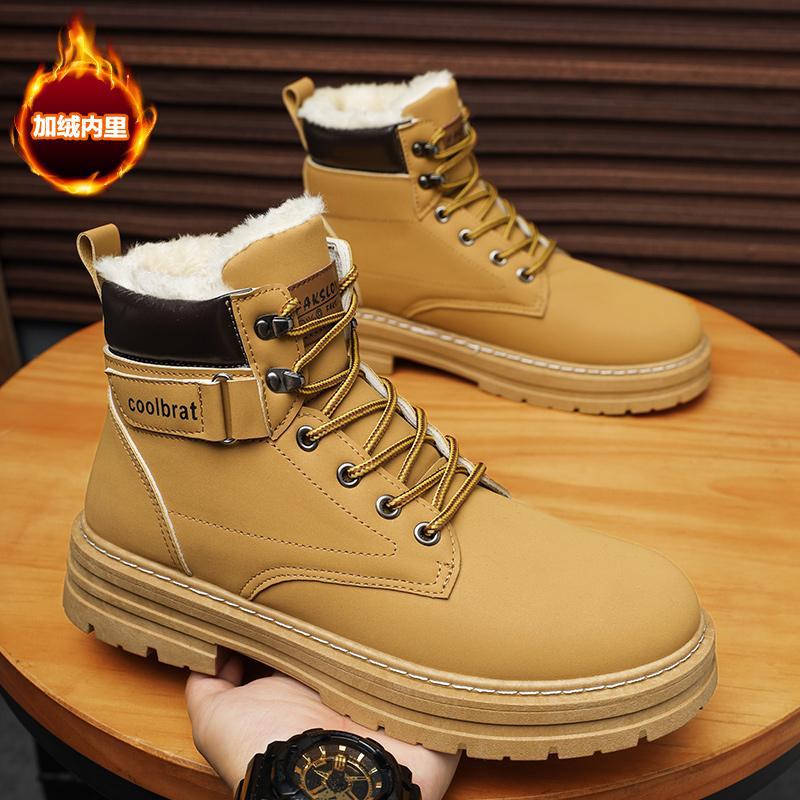 Winter velvet 22 new high-top Martin boots rhubarb boots casual warm cotton shoes big head leather shoes