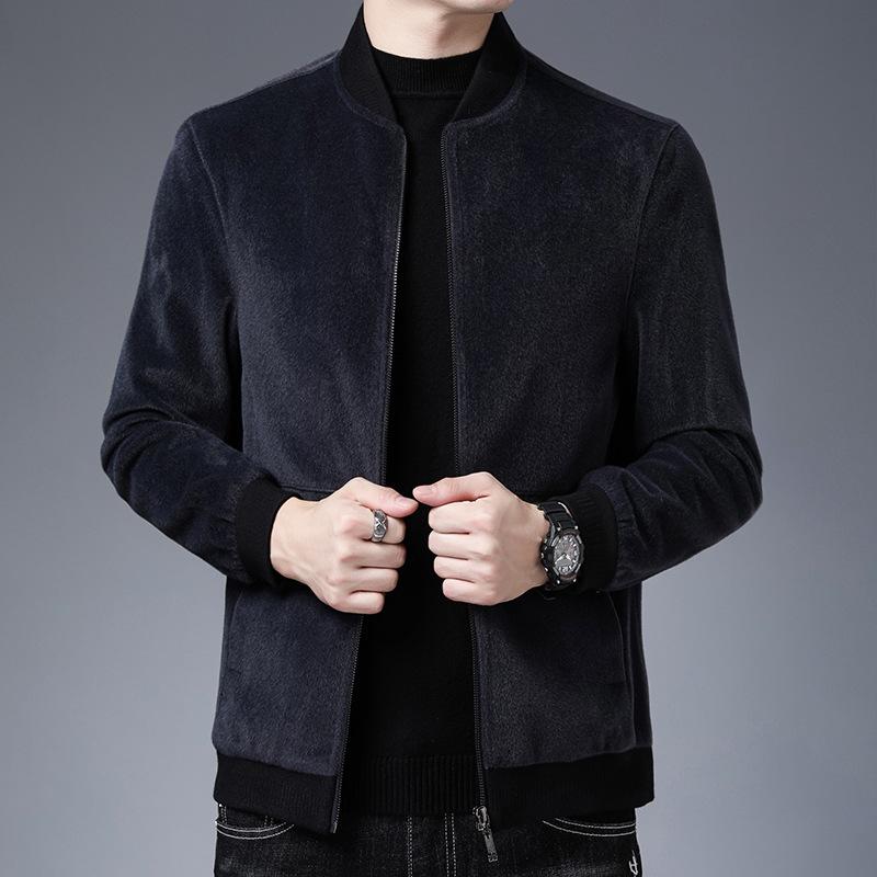 Autumn Men's Imitation Mink Jacket Trend Korean Version Short Standing Collar Jacket Baseball Collar Wool
