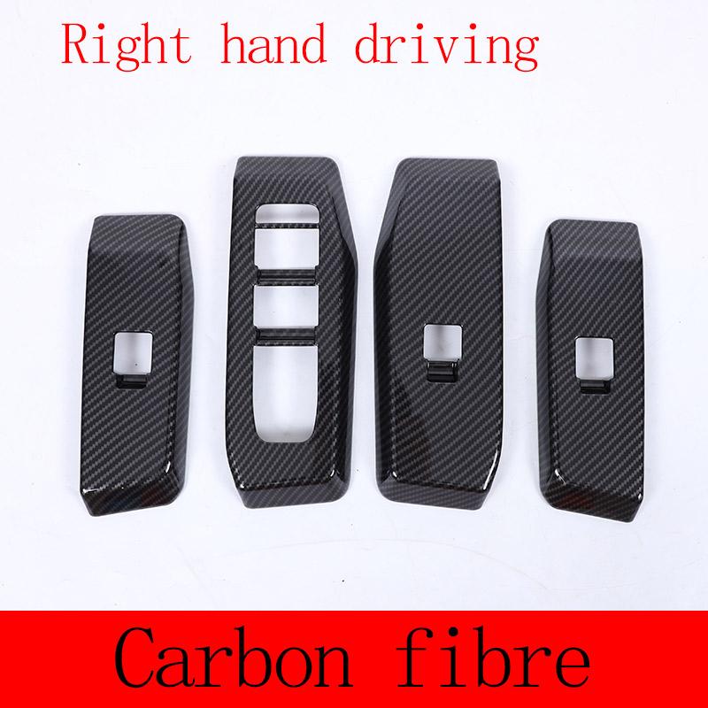 For Toyota Land Cruiser Prado 2024 ABS Carbon Fiber Car Glass Lift Button Decorative Frame Car Interior Accessories