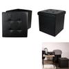 BLACK Vels ECO LEATHER FOLDABLE POUFFE with storage compartment