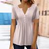 Vintage Gradient Print Women's Casual Shirt Blouse Short Sleeve Button Top Pullover Basic