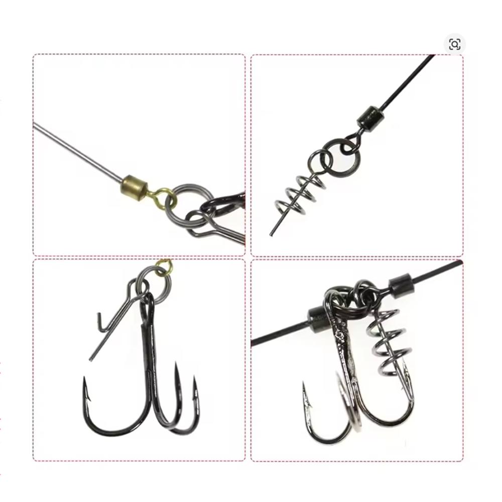S M L Fishing Soft Lure Steel Wire Rig Double Triple Hooks Set With Screw Pin Soft Lure Stinger Rigs Fishing Tackle
