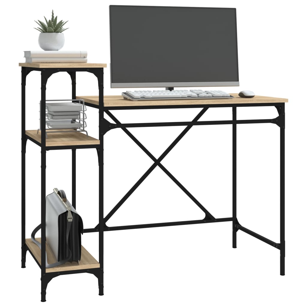 Desk with Shelf Sonoma Oak Finish 105 x 50 x 90 cm Engineered Wood