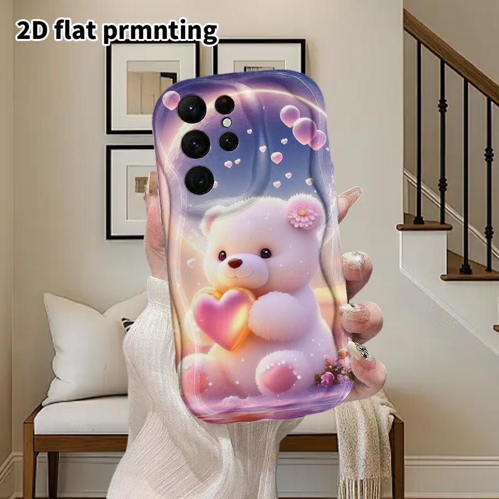 Phone Case: 2D Flat Samsung Galaxy A34 A35 M05 M06 S20 S22 S21 FE Plus 5G Case, Couple Design, Hugging Little White Bear, Christmas and Halloween Gift